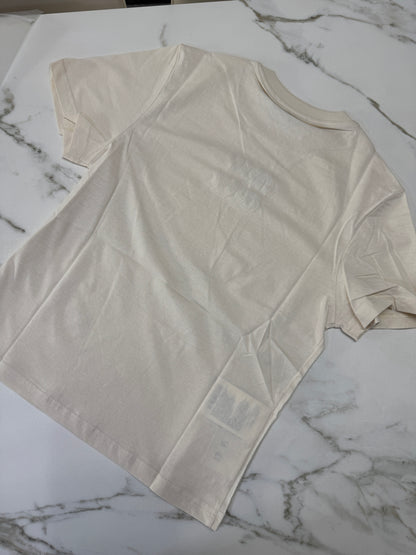 MIU MIU 水鑽Logo 米色T恤