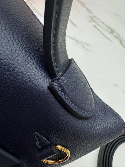 HERMES Mini 2424 午夜藍金扣 Evercolor 2Z Bleu Nuit GHW