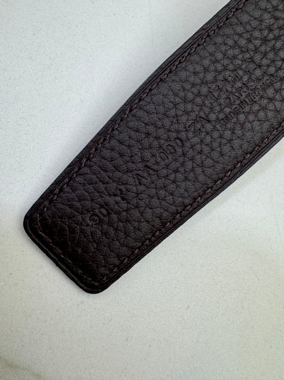 HERMES H au Carre 32mm 雙面皮帶 黑色拼烏木色