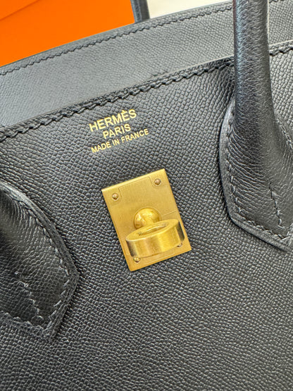HERMES Birkin 25 黑色 Madame 拉絲金扣 89 Noir Sellier