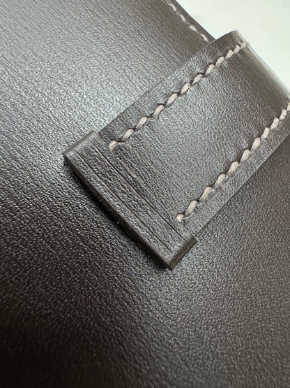HERMES Bearn Compact Wallet 烏木色Box皮 Ebene GHW