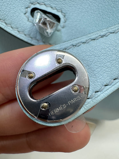 HERMES Mini Lindy 霧霾藍T0 銀扣 swift
