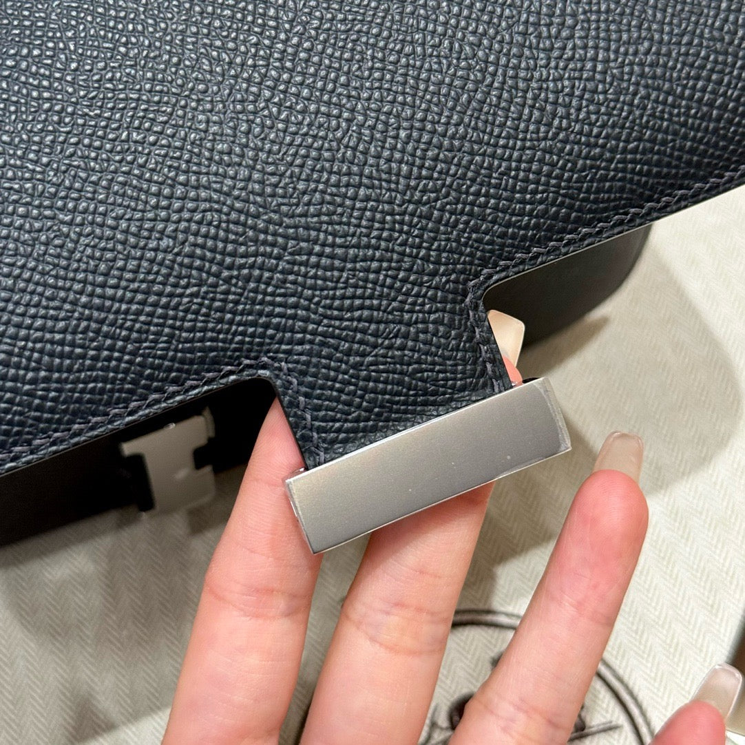 HERMES Mini Constance 鏡子款 黑銀 Epsom