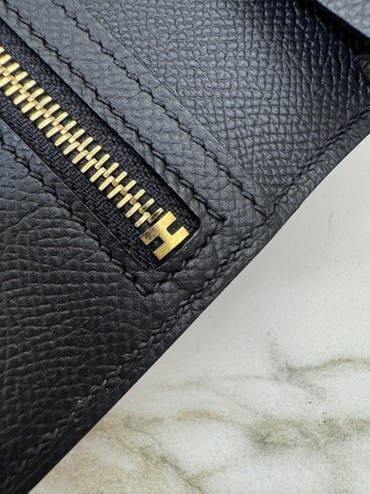 HERMES Bearn Wallet Black Epsom GHW