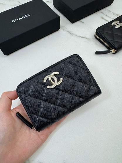 CHANEL 24B半鑽扣 加大零錢包 可放對摺紙幣