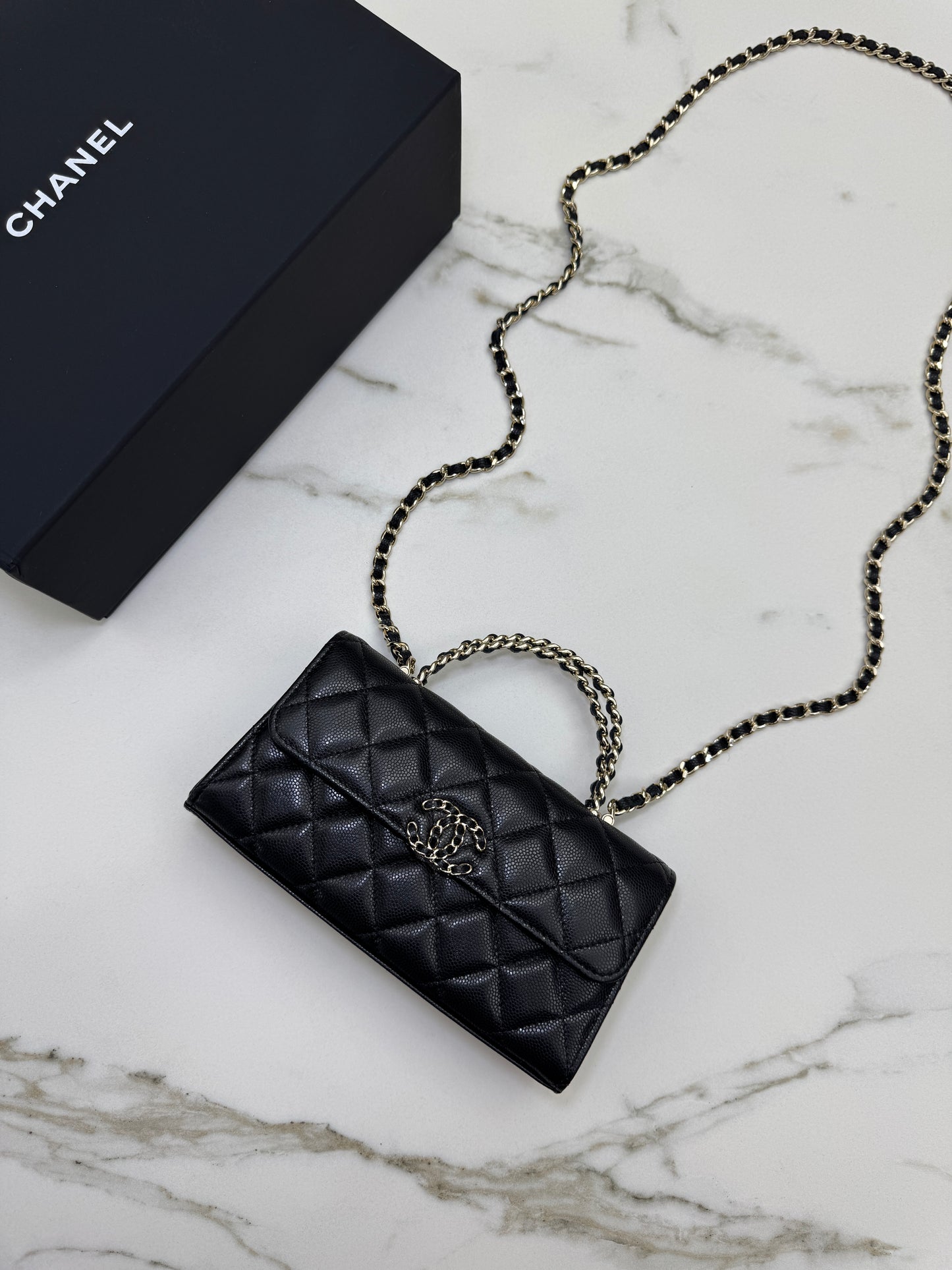 CHANEL 25S Kelly 橫版手機包 黑色