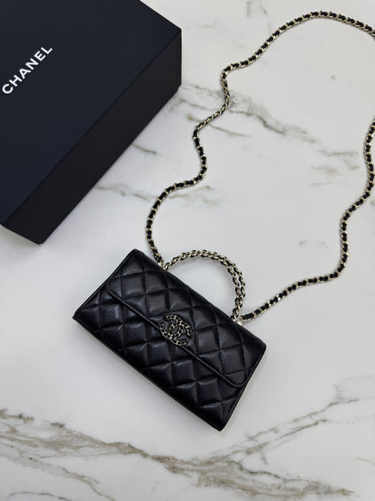 CHANEL 25S Kelly 橫版手機包 黑色