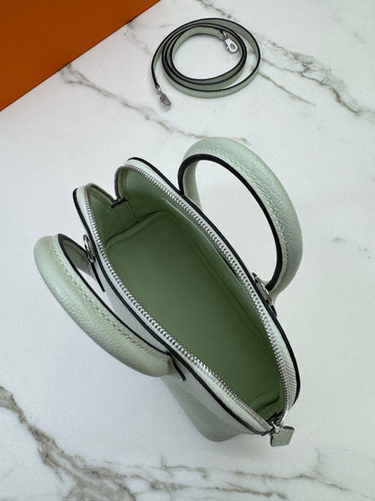 HERMES Mini Bolide 氣泡綠 山羊皮 銀扣 Mysore Vert Fizz PHW