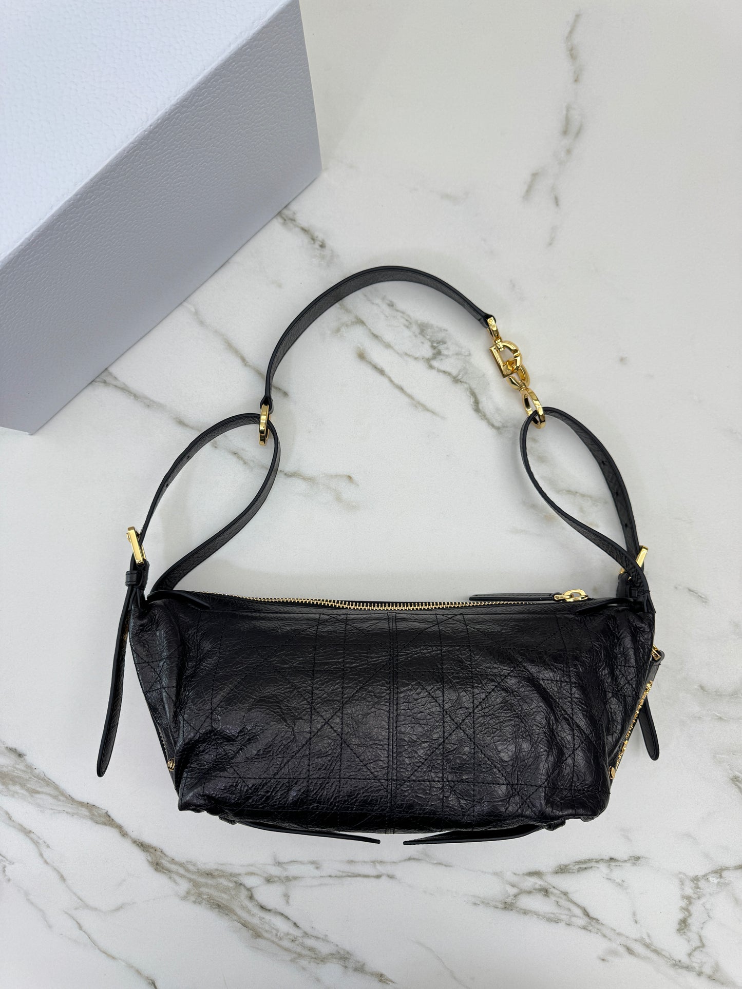 DIOR D-Journey Small 黑色油臘皮