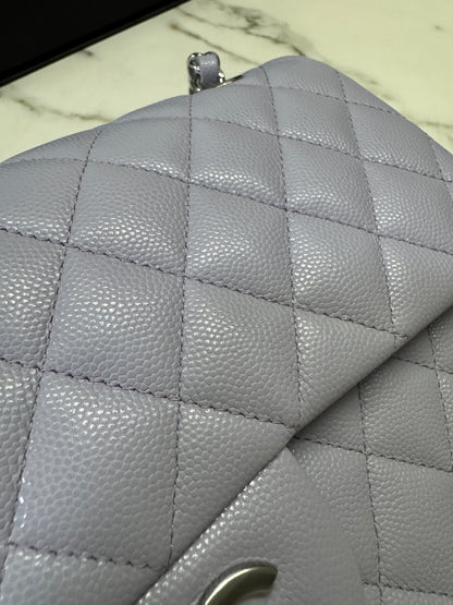 CHANEL CF25 Medium 21K香芋紫銀扣 牛皮 caviar