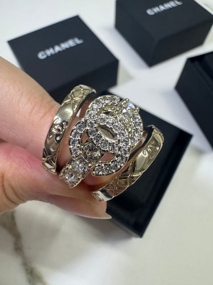 CHANEL 25P 三件套淺金色戒指