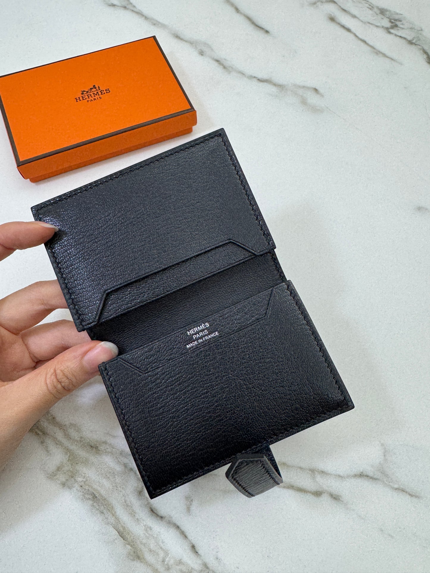 BEARN Mini Wallet 黑色山羊皮 Noir Chevre Mysore PHW