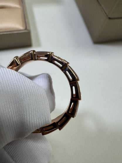 BVLGARI Serpenti 18K玫瑰金 貝母 鑽石戒指【真金真鑽】