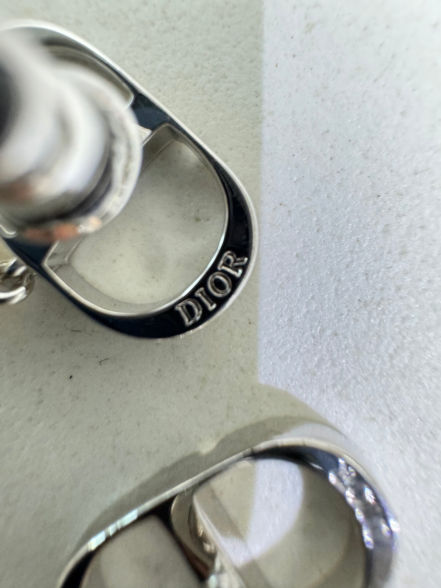 DIOR CD Petit 珍珠耳環 銀色