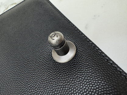 CHANEL Leboy 20cm 黑銀荔枝牛皮