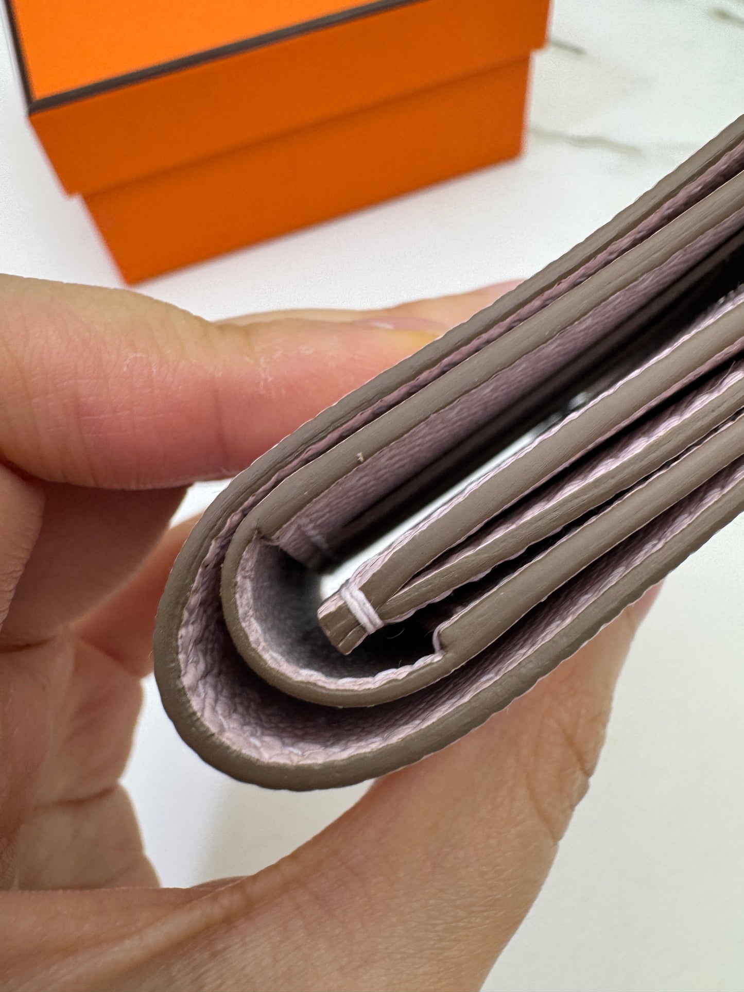 HERMES Bearn Wallet 三摺錢包 夢幻紫銀扣 Epsom Mauve Pale PHW