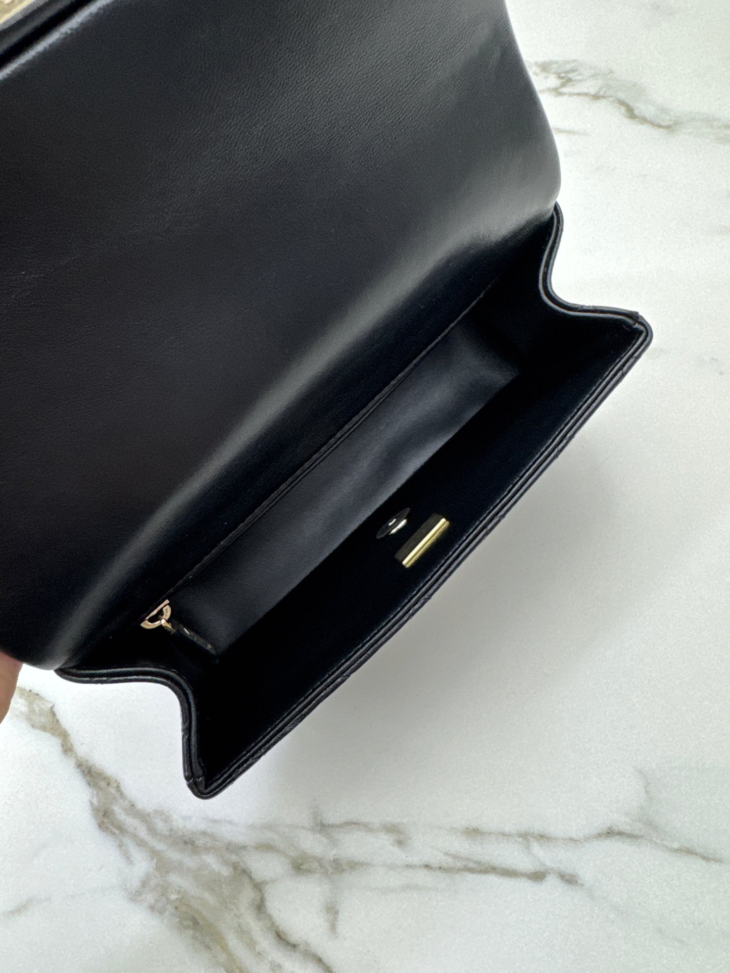 CHANEL Mini CF Handle 黑色羊皮淺金扣 Black Lambskin with GHE