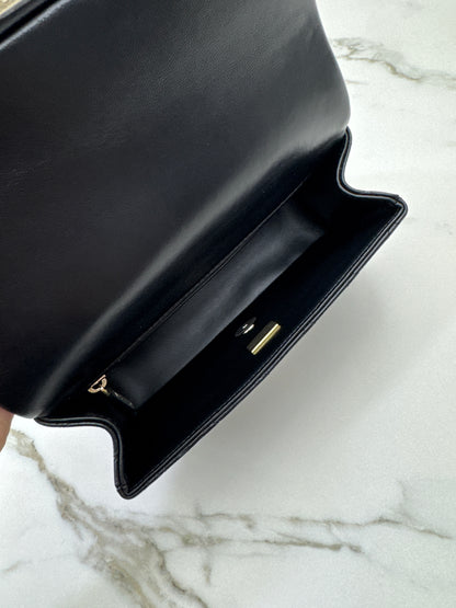 CHANEL Mini CF Handle 黑色羊皮淺金扣 Black Lambskin with GHE