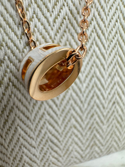HERMES Mini Pop H 白色玫瑰金項鏈