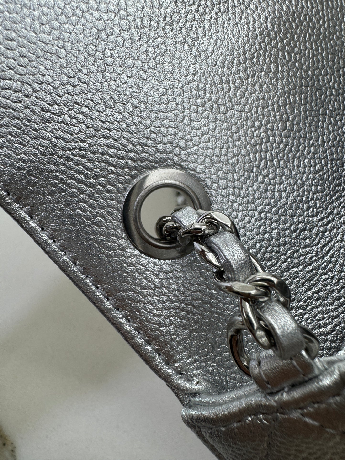 CHANEL 25B調節扣 銀色方胖子 Mini CF Square Caviar Calfskin