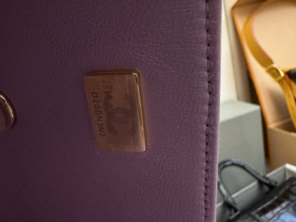 CHANEL mini cf with top handle 粉紫色 24P
