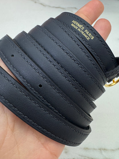 HERMES Mini 2424 午夜藍金扣 Evercolor 2Z Bleu Nuit GHW
