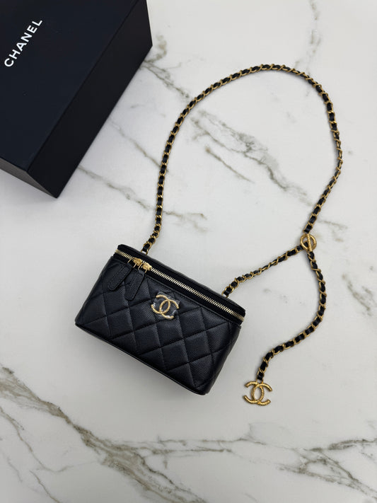 CHANEL 24S 調節扣 珠光黑長盒子