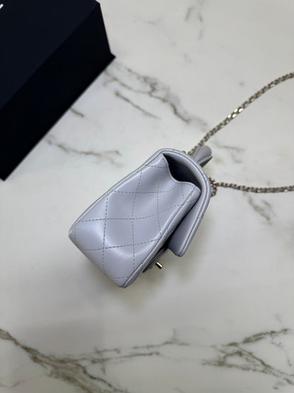 CHANEL Mini CF Handle 25P 淺灰色羊皮