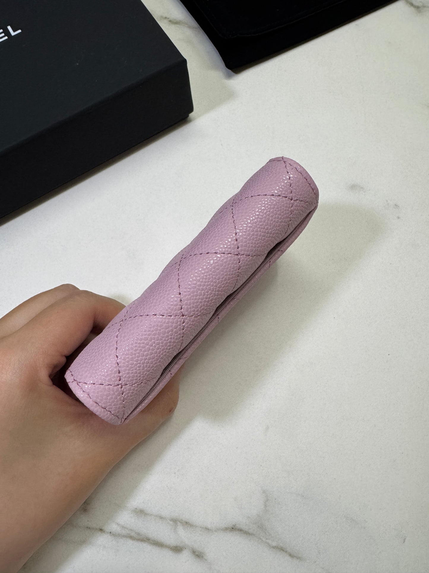 CHANEL 24A粉紫 新版拉鏈 CF Cardholder