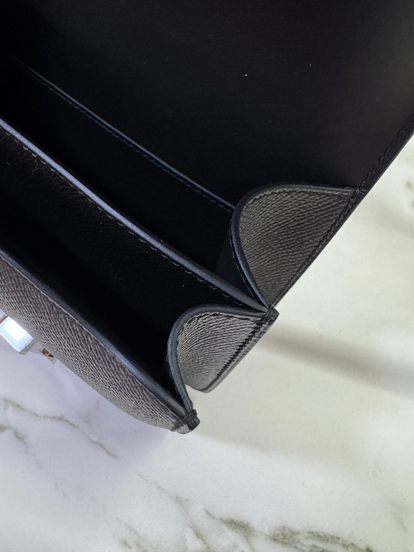 HERMES Mini Constance 新版 附鏡子 黑銀 Epsom PHW