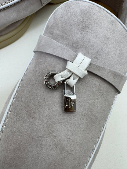 LORO PIANA Summer Walk 珍珠灰滾邊款樂福鞋