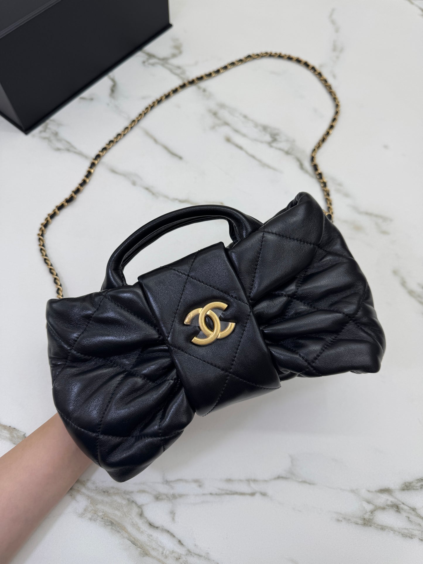 CHANEL 25K Mini 蝴蝶結包 綿羊皮