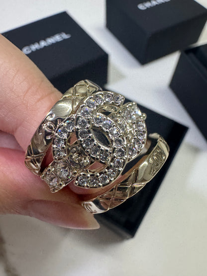 CHANEL 25P 三件套淺金色戒指