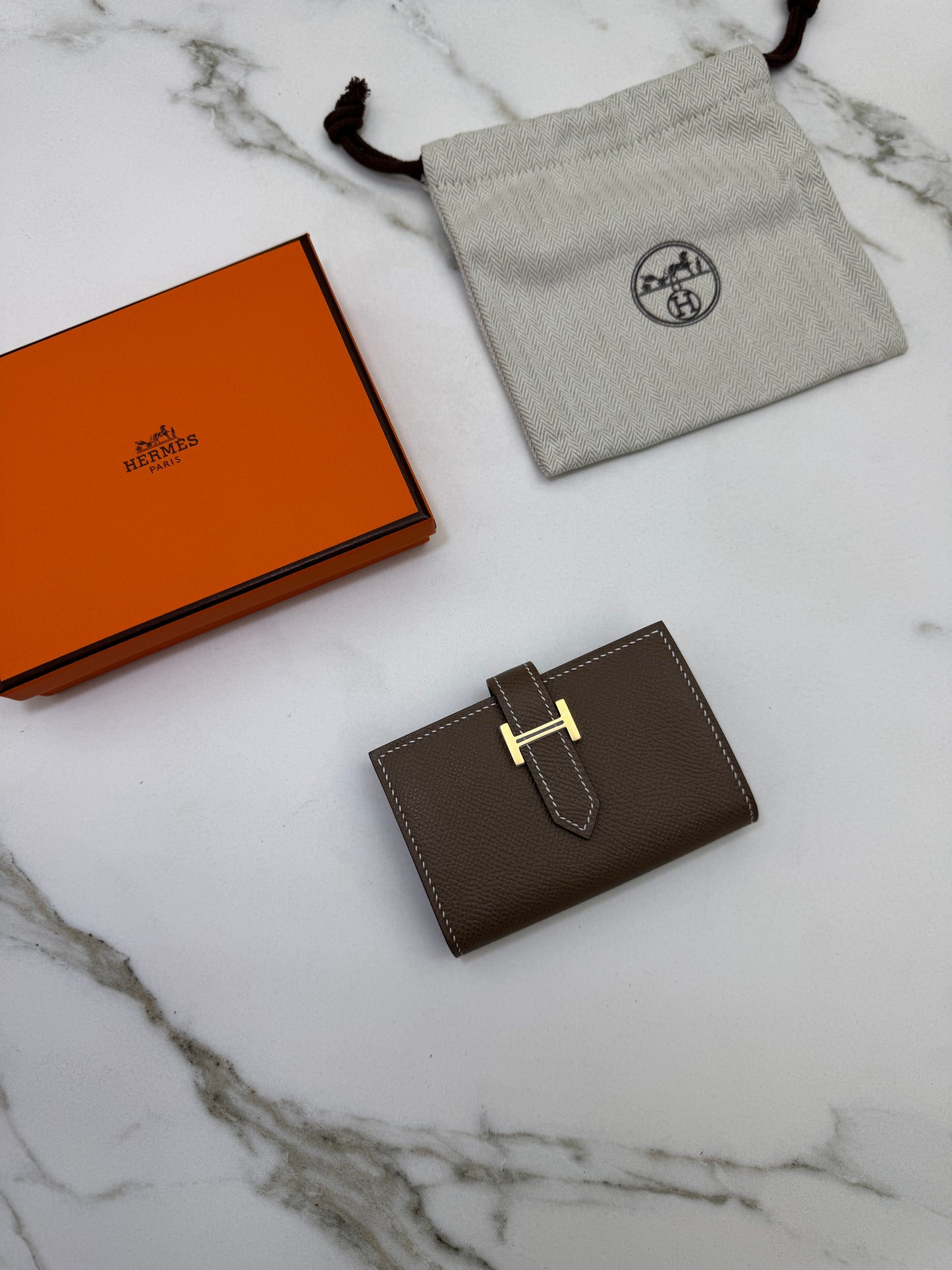 HERMES Bearn Mini Wallet 帶散紙位 大象灰金扣 Etoupe GHW
