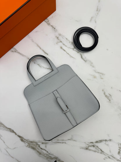HERMES Halzan 25 聖杯藍銀扣 Bleu Pale