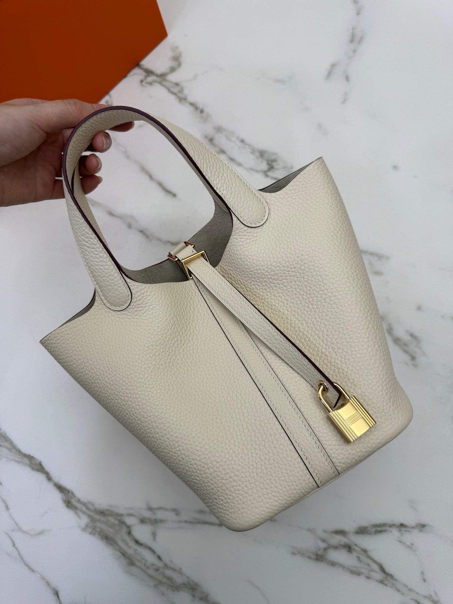 HERMES Picotin Lock 18 奶油白金扣 Nata GHW