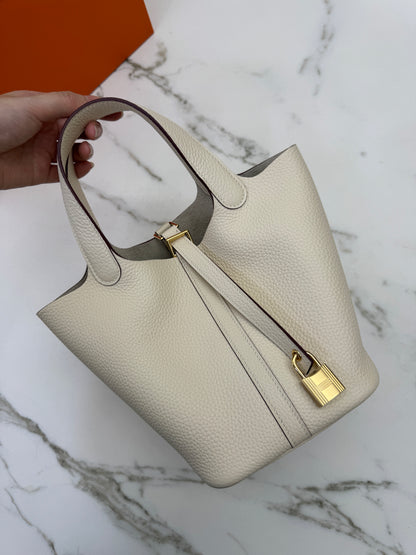 HERMES Picotin Lock 18 奶油白金扣 Nata GHW