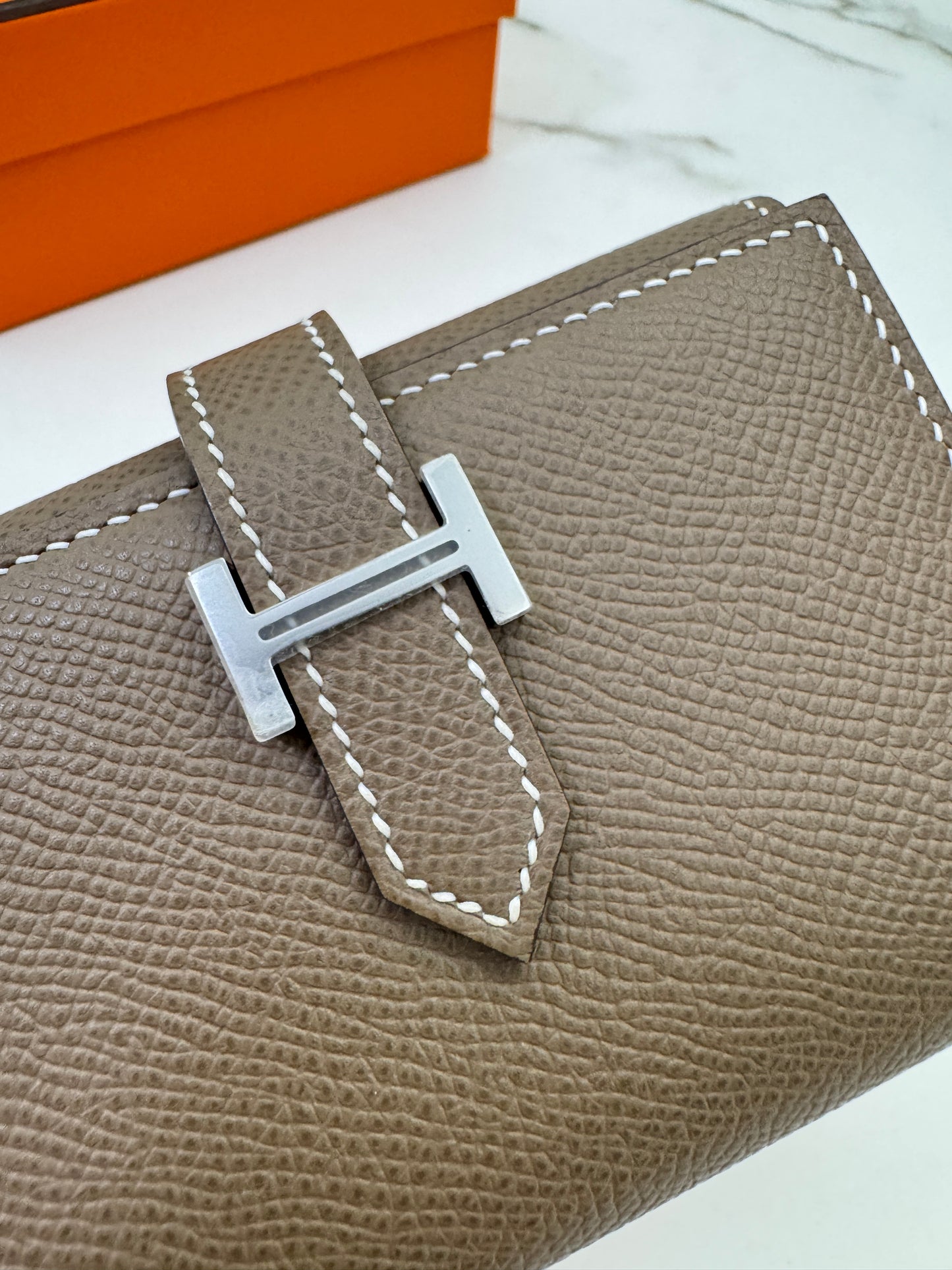 HERMES Bearn Wallet 三摺錢包 大象灰銀扣