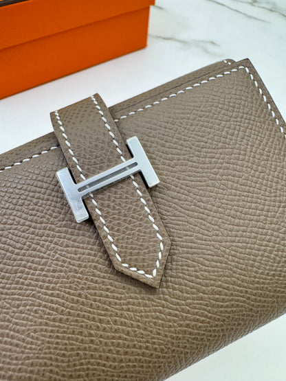 HERMES Bearn Wallet 三摺錢包 大象灰銀扣