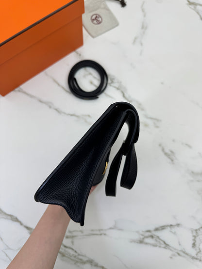 HERMES Halzan 25 黑金 Noir TC GHW