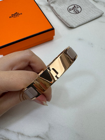 HERMES Clic H Bracelet 奶茶灰玫瑰金扣 Marron Glace Rose Gold