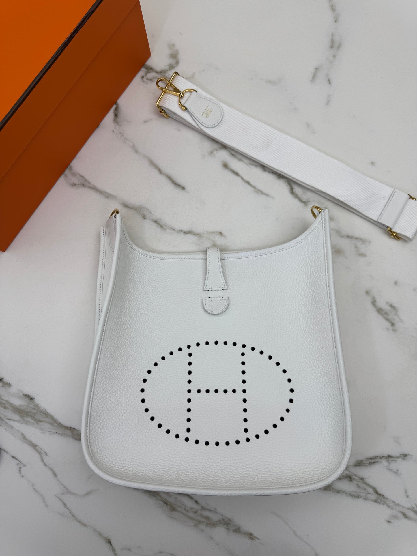 HERMES Evelyn29 新白色金扣 0U New White GHW