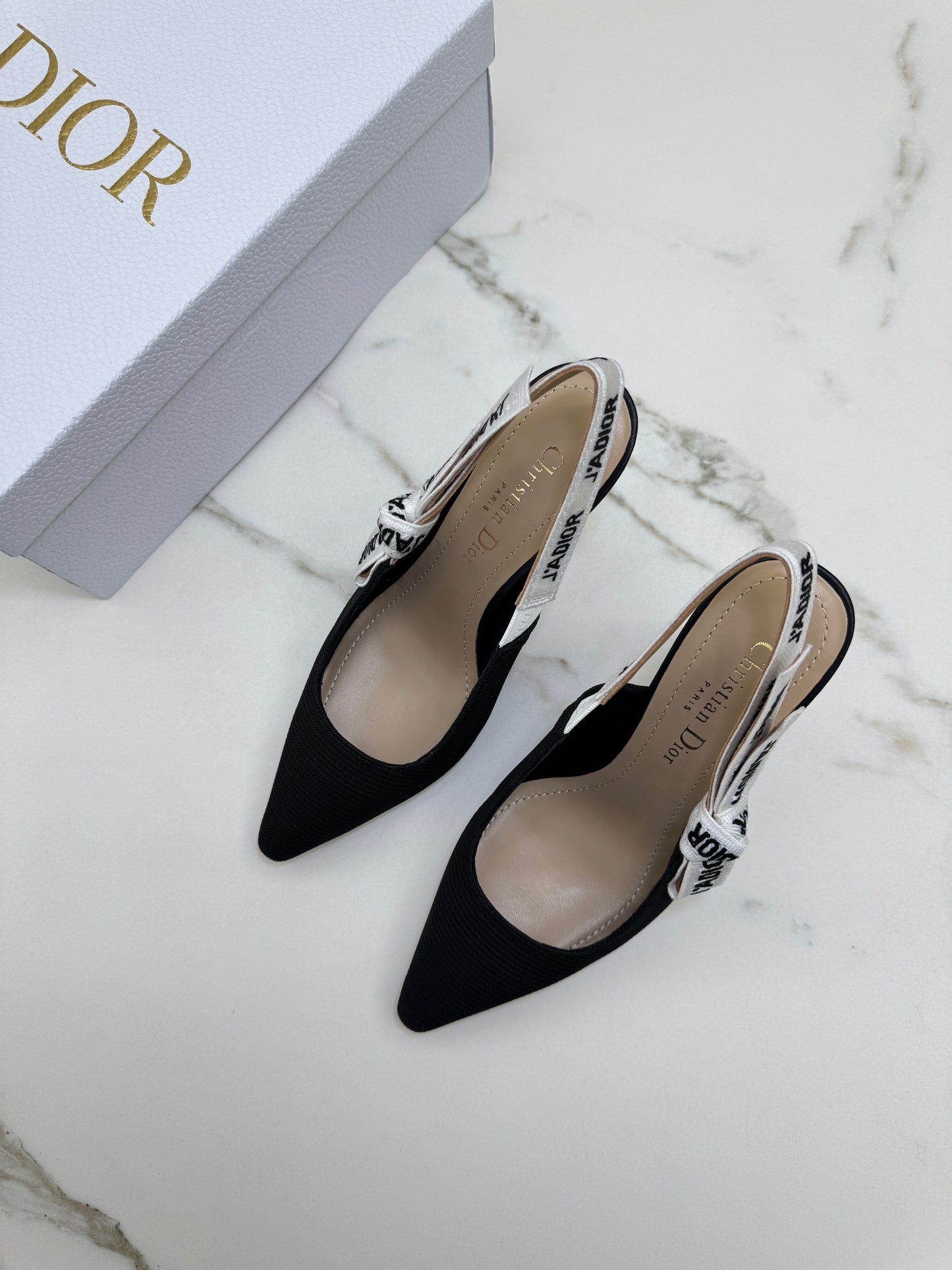 DIOR J'adior Slingback 黑色科技布 10cm
