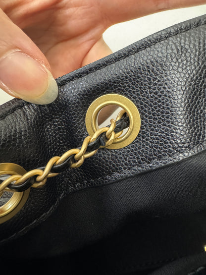 CHANEL Mini 25 Bag 黑色荔枝皮 金扣 Caviar Calfskin GHW