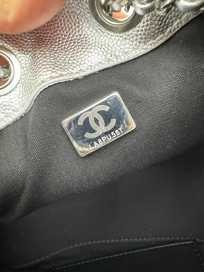 CHANEL Mini 25 Bag 銀色荔枝皮銀扣 Silver Caviar Calfskin PHW