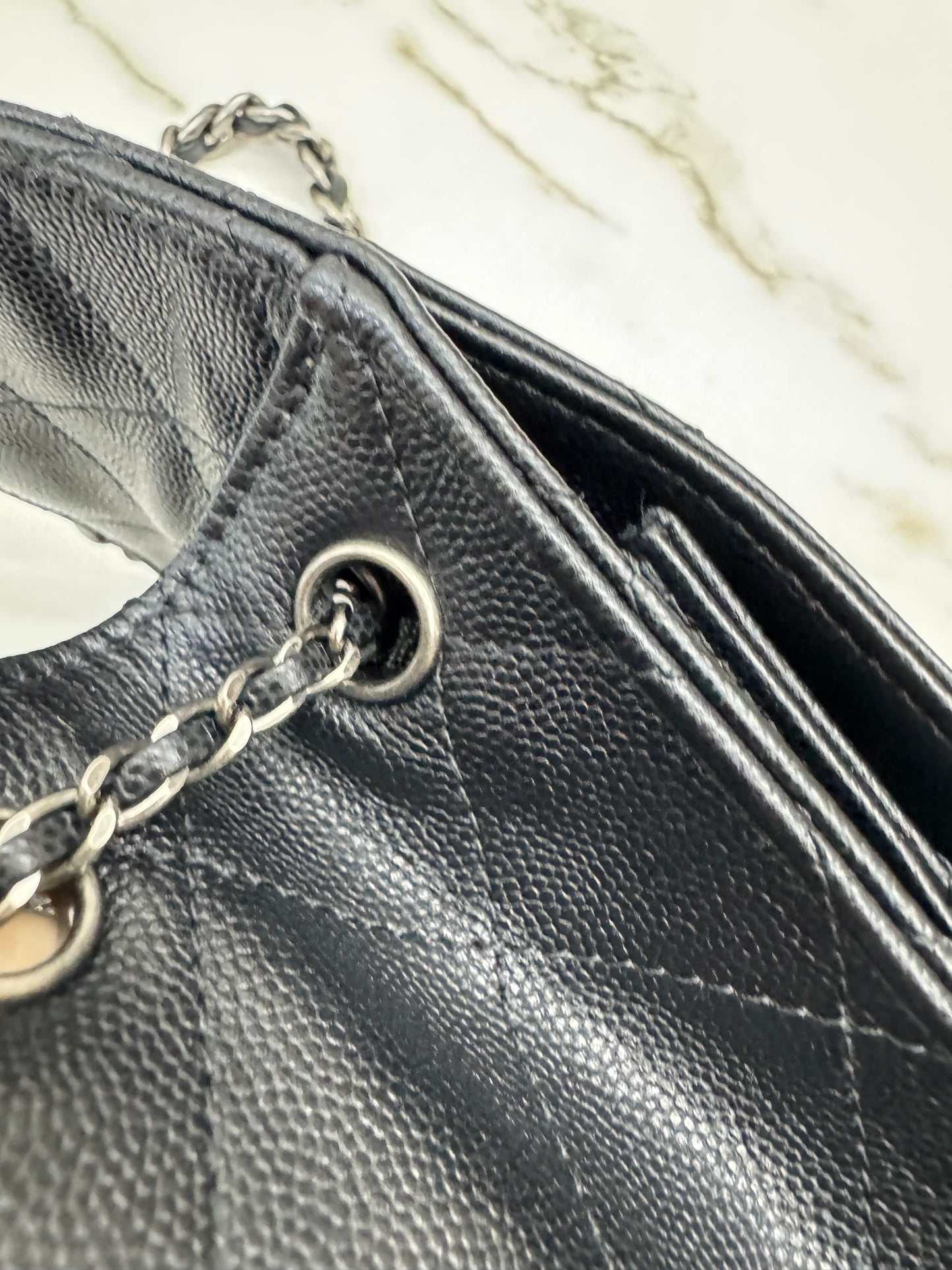 CHANEL 25Bag Small 黑銀小號 荔枝牛皮 Caviar Calfskin