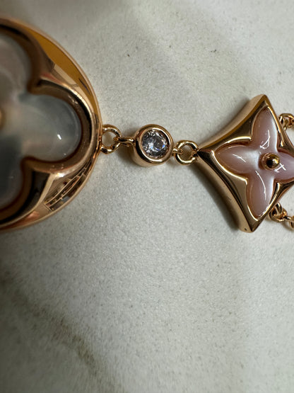 LV Color Blossom 粉貝母x白貝母 玫瑰金項鏈