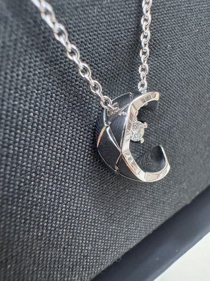 CHANEL Coco Crush 白金色 月亮項鏈