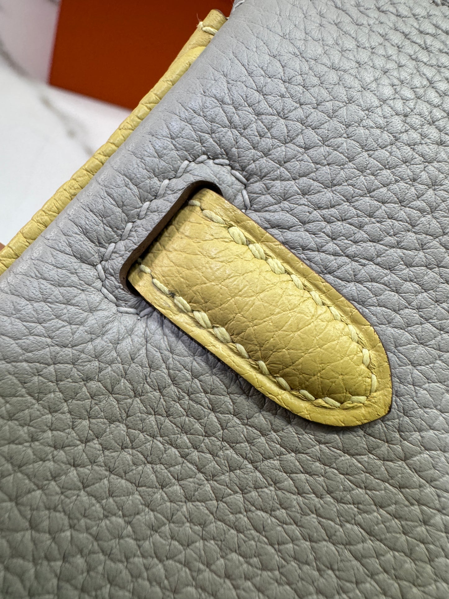 HERMES Birkin25 SO 珍珠灰拼小雞黃 Togo PHW
