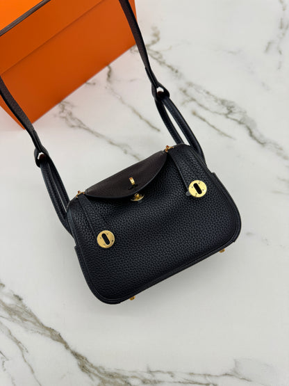 HERMES Mini Lindy II 黑金 Nior TC GHW